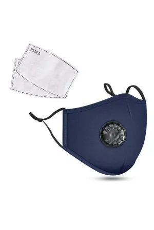 Cotton Fashion Masks Washable and Reusable Protective Non-Medical Face Coverings Colored Uniform Design Navy  2-pack