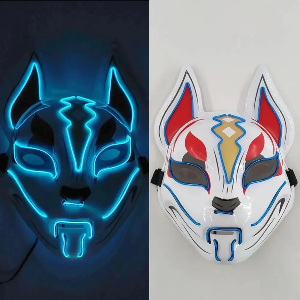 Fashion Anime Expro Decor Glowing Fox Mask Cosplay Japanese Anime Character Led Neon Light Mask for Party Halloween