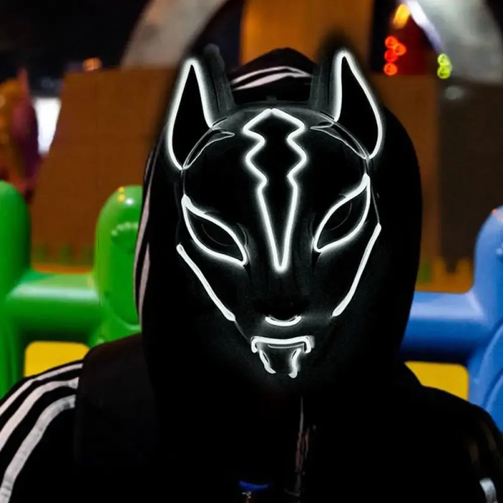 Fashion Anime Expro Decor Glowing Fox Mask Cosplay Japanese Anime Character Led Neon Light Mask for Party Halloween