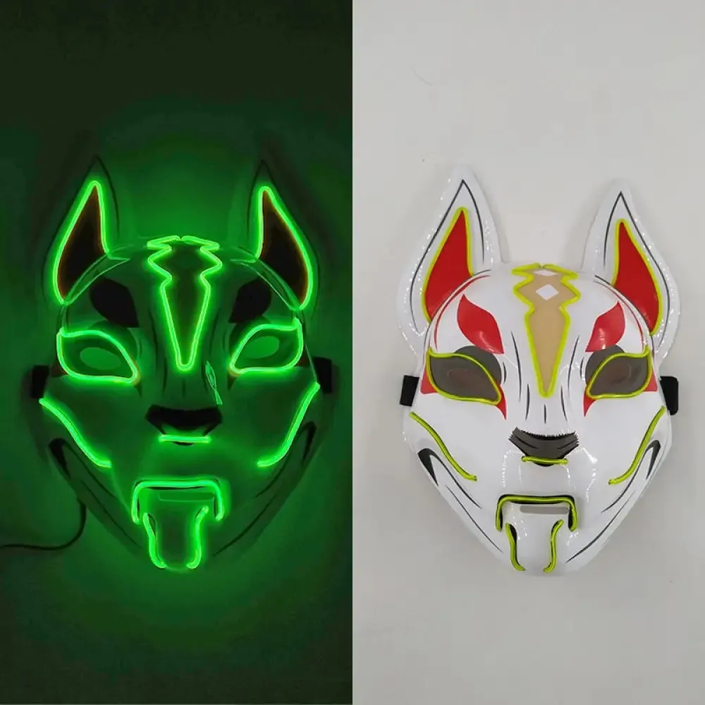 Fashion Anime Expro Decor Glowing Fox Mask Cosplay Japanese Anime Character Led Neon Light Mask for Party Halloween