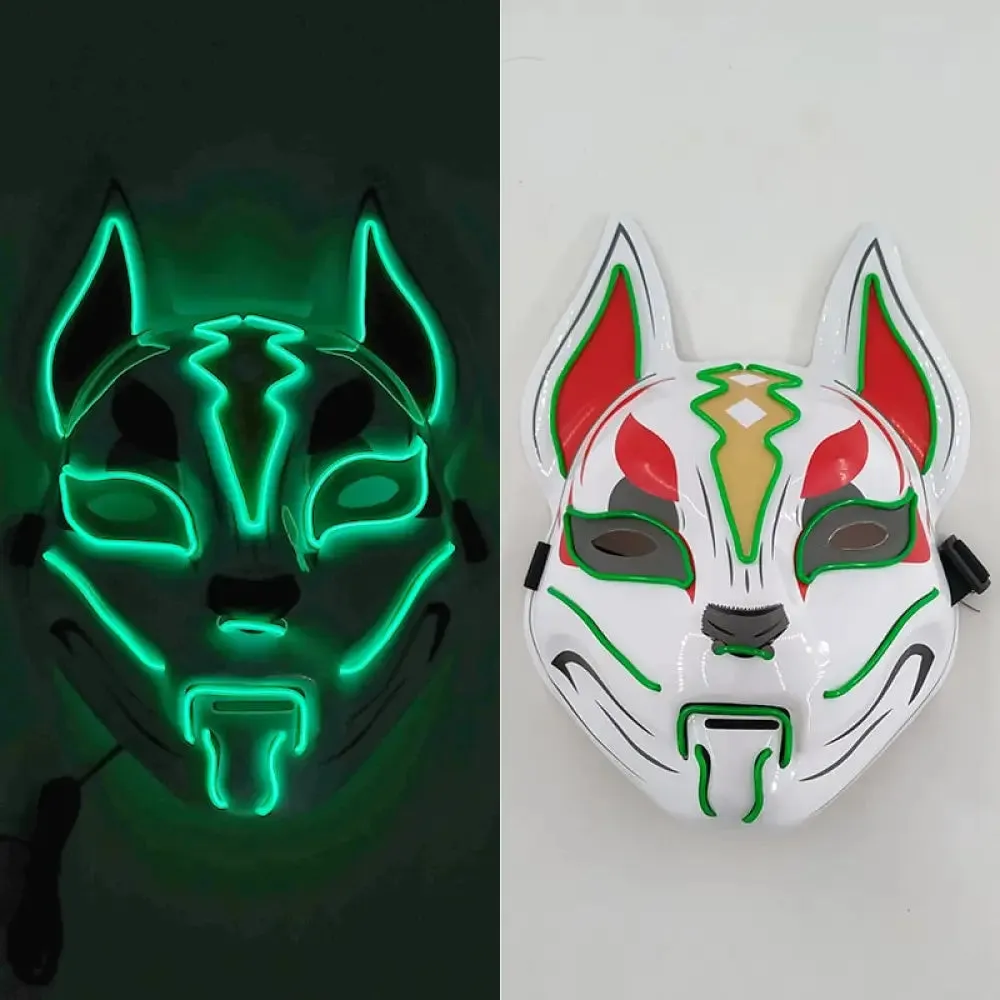 Fashion Anime Expro Decor Glowing Fox Mask Cosplay Japanese Anime Character Led Neon Light Mask for Party Halloween