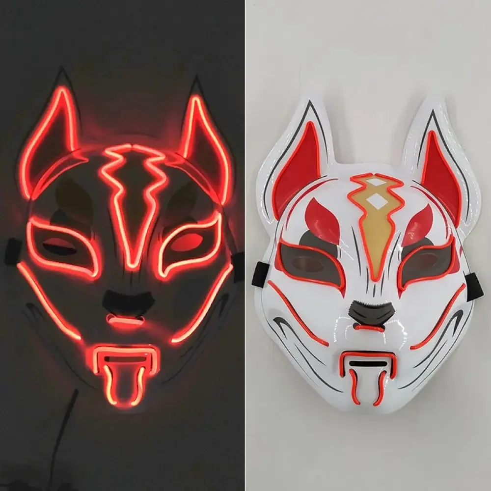 Fashion Anime Expro Decor Glowing Fox Mask Cosplay Japanese Anime Character Led Neon Light Mask for Party Halloween