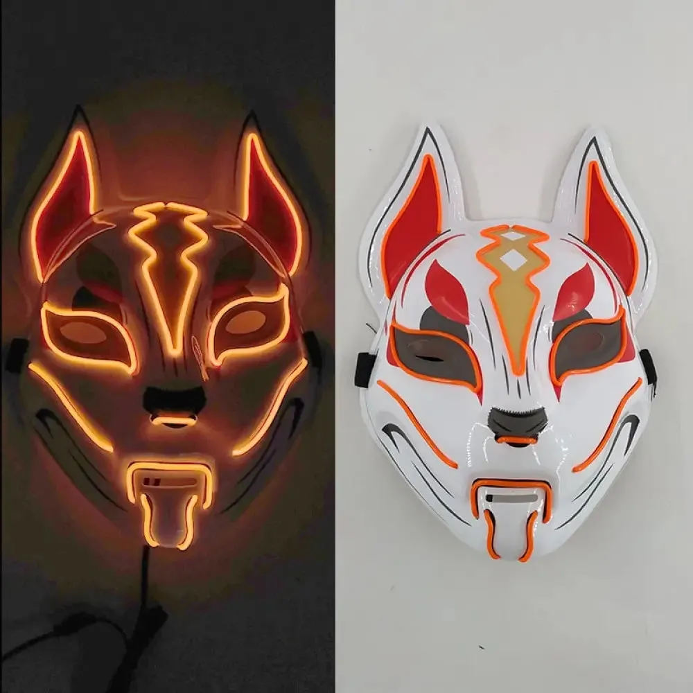 Fashion Anime Expro Decor Glowing Fox Mask Cosplay Japanese Anime Character Led Neon Light Mask for Party Halloween