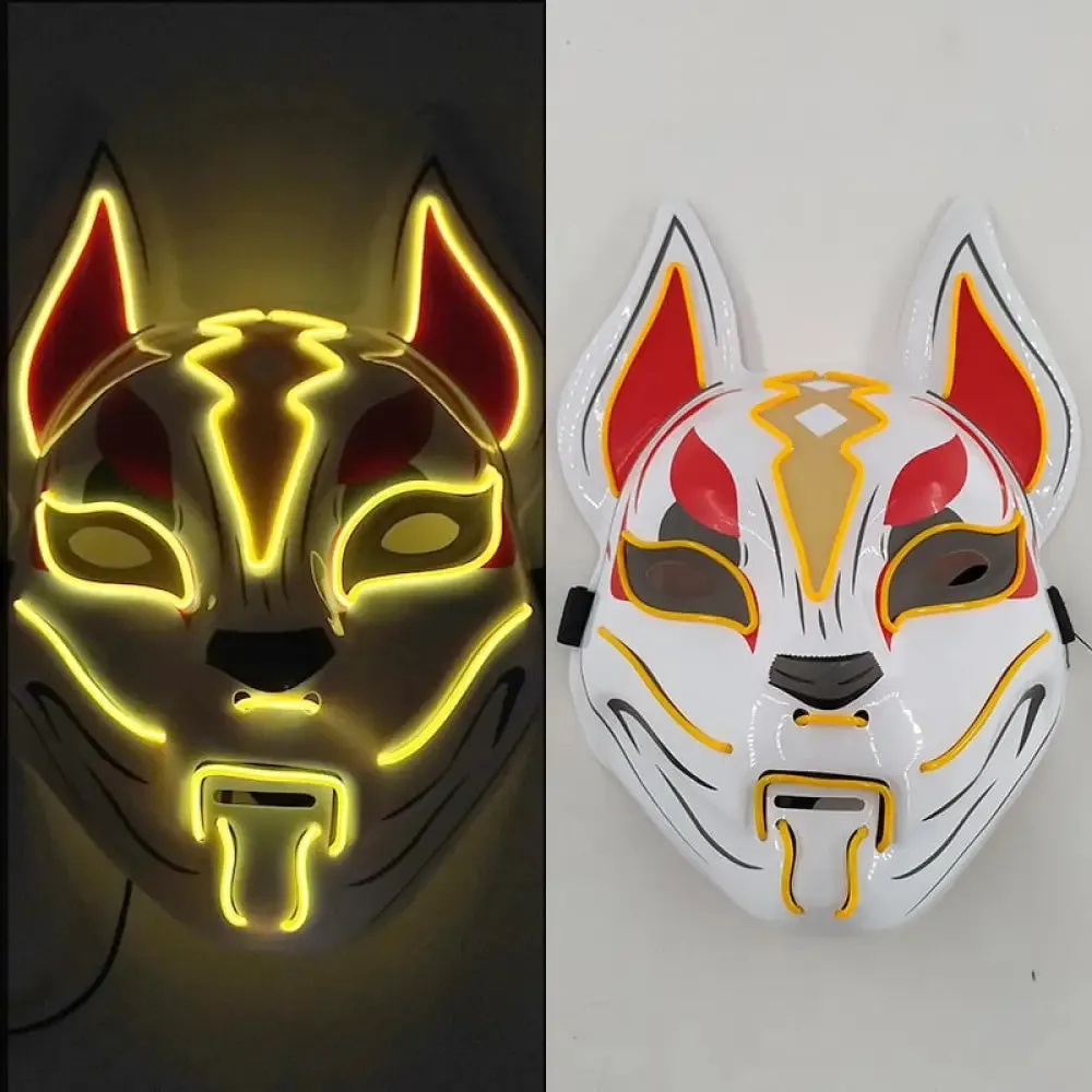 Fashion Anime Expro Decor Glowing Fox Mask Cosplay Japanese Anime Character Led Neon Light Mask for Party Halloween