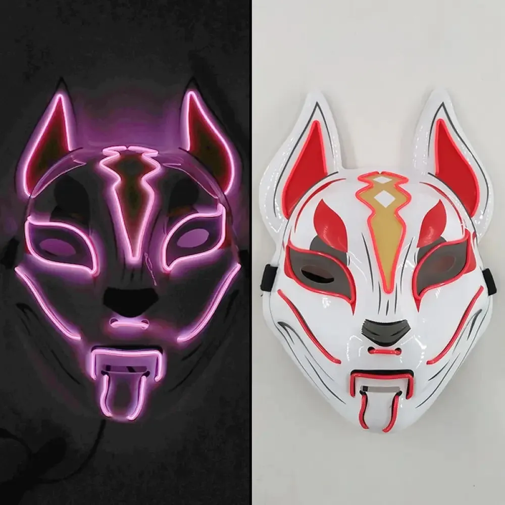 Fashion Anime Expro Decor Glowing Fox Mask Cosplay Japanese Anime Character Led Neon Light Mask for Party Halloween