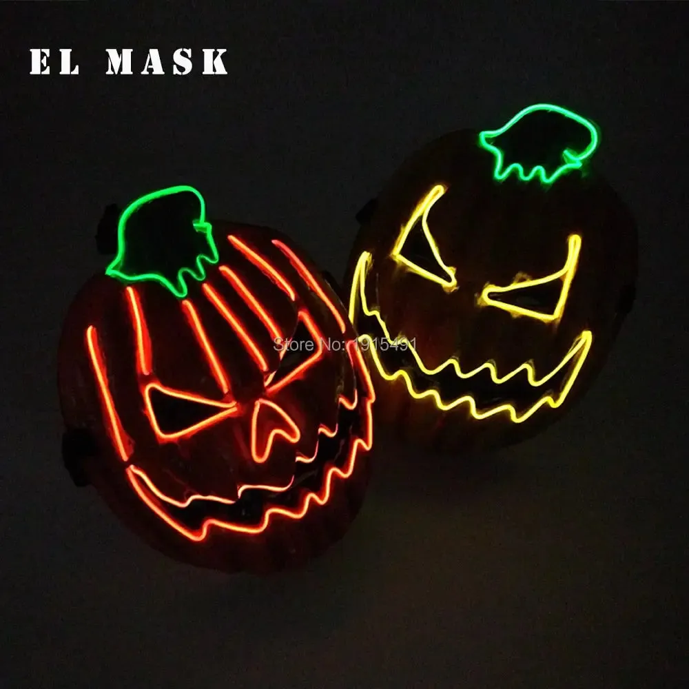 Fashion Carnival Neon Led Mask Halloween El Cold Mask Horror Face Mascara Deadpool Cosplay Mask for Night Club Festival