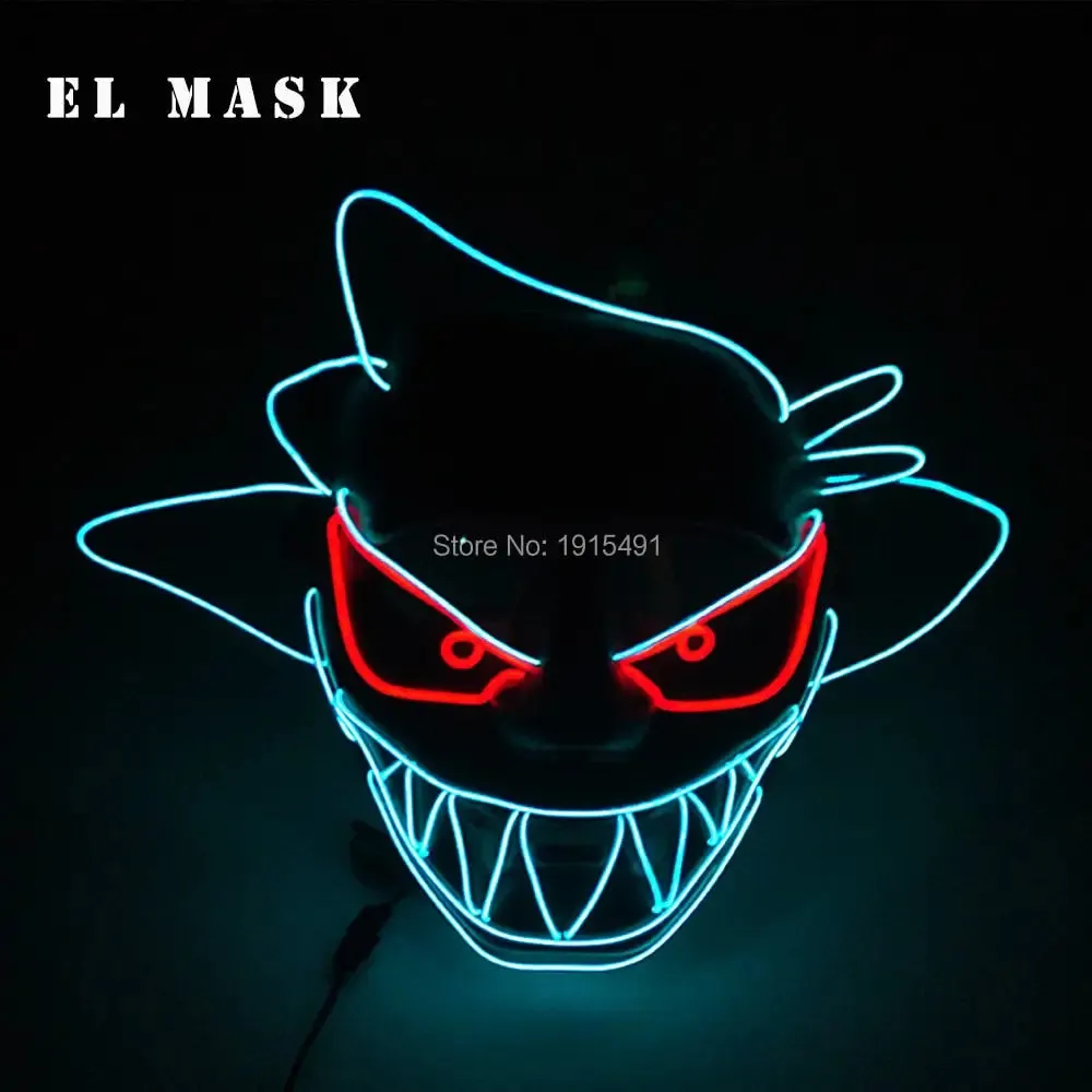Fashion Carnival Neon Led Mask Halloween El Cold Mask Horror Face Mascara Deadpool Cosplay Mask for Night Club Festival