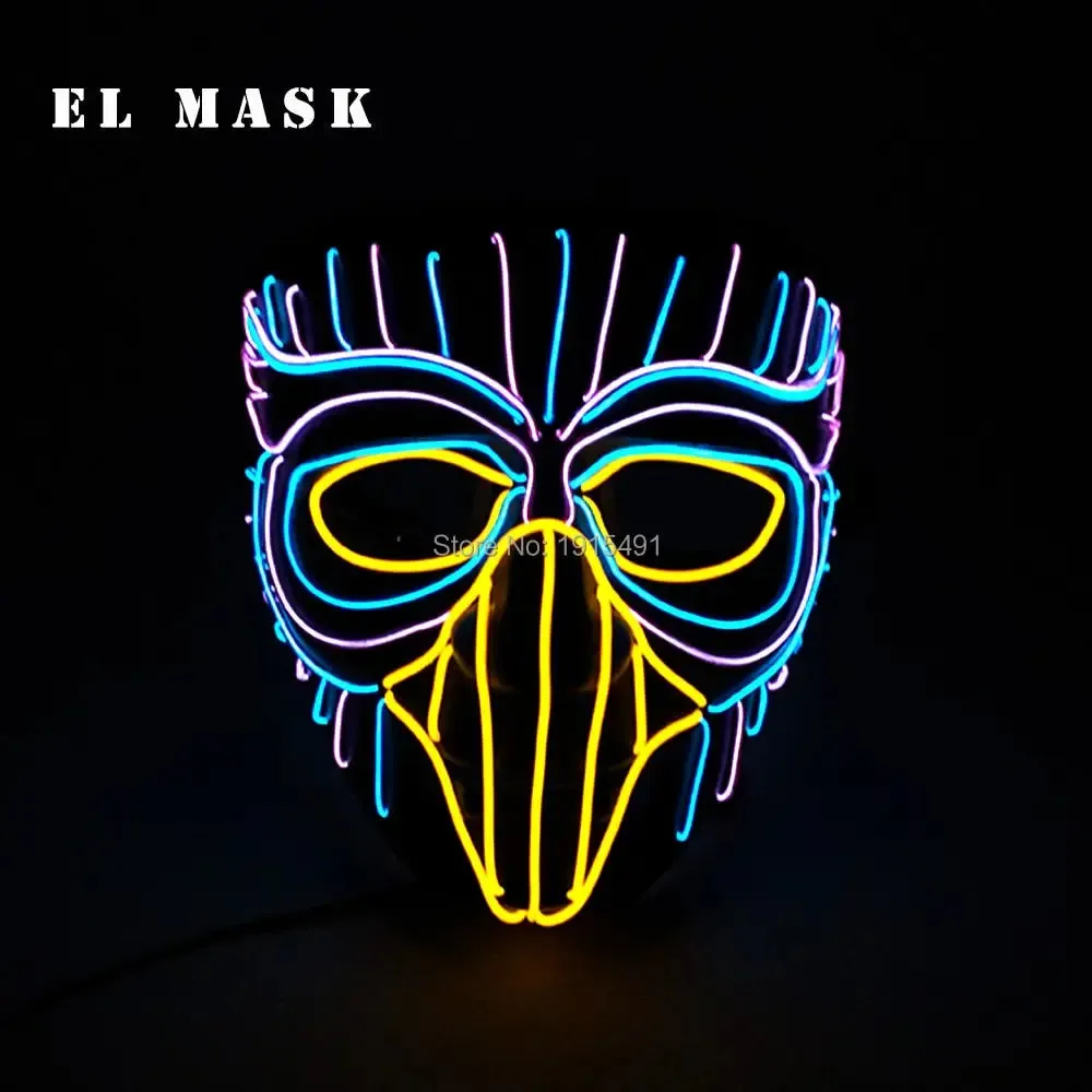 Fashion Carnival Neon Led Mask Halloween El Cold Mask Horror Face Mascara Deadpool Cosplay Mask for Night Club Festival