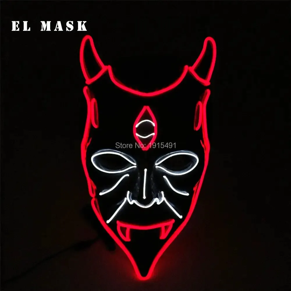 Fashion Carnival Neon Led Mask Halloween El Cold Mask Horror Face Mascara Deadpool Cosplay Mask for Night Club Festival