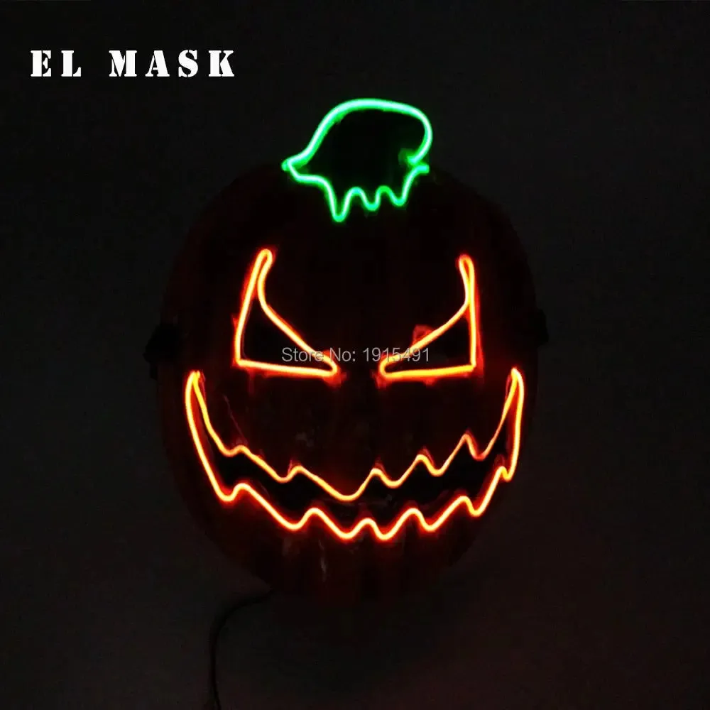 Fashion Carnival Neon Led Mask Halloween El Cold Mask Horror Face Mascara Deadpool Cosplay Mask for Night Club Festival