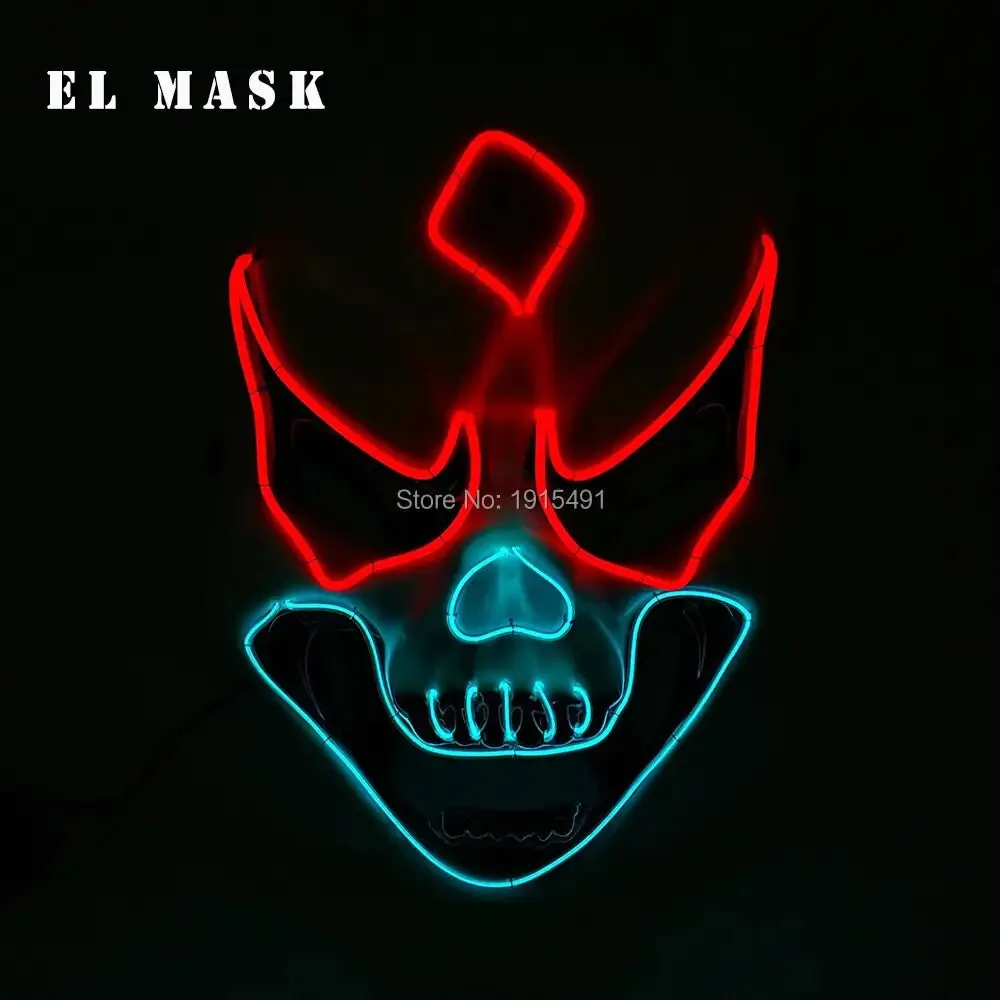 Fashion Carnival Neon Led Mask Halloween El Cold Mask Horror Face Mascara Deadpool Cosplay Mask for Night Club Festival