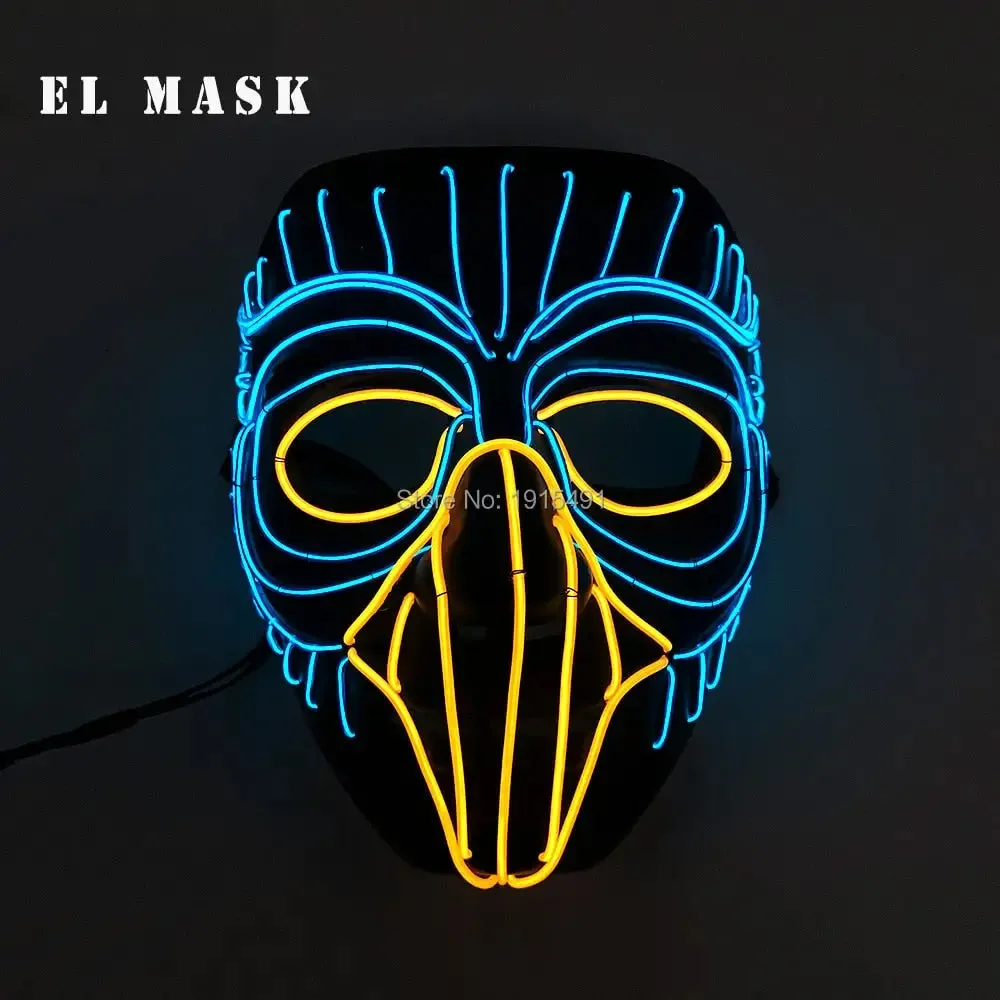 Fashion Carnival Neon Led Mask Halloween El Cold Mask Horror Face Mascara Deadpool Cosplay Mask for Night Club Festival