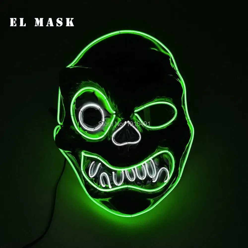 Fashion Carnival Neon Led Mask Halloween El Cold Mask Horror Face Mascara Deadpool Cosplay Mask for Night Club Festival