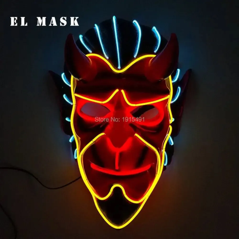 Fashion Carnival Neon Led Mask Halloween El Cold Mask Horror Face Mascara Deadpool Cosplay Mask for Night Club Festival