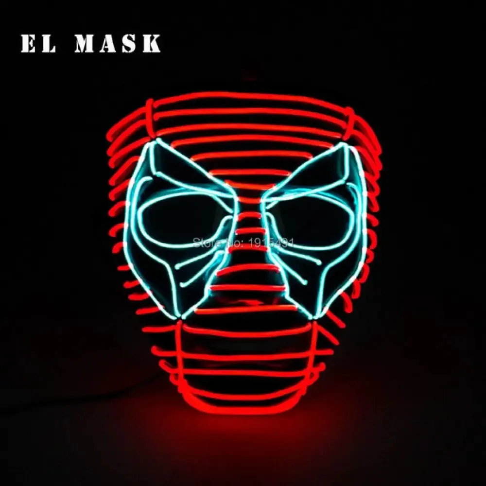 Fashion Carnival Neon Led Mask Halloween El Cold Mask Horror Face Mascara Deadpool Cosplay Mask for Night Club Festival