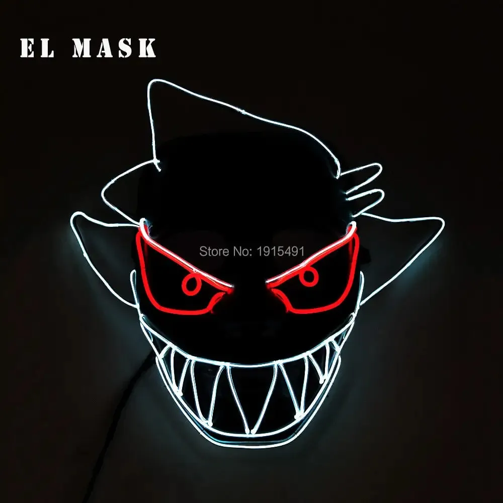 Fashion Carnival Neon Led Mask Halloween El Cold Mask Horror Face Mascara Deadpool Cosplay Mask for Night Club Festival