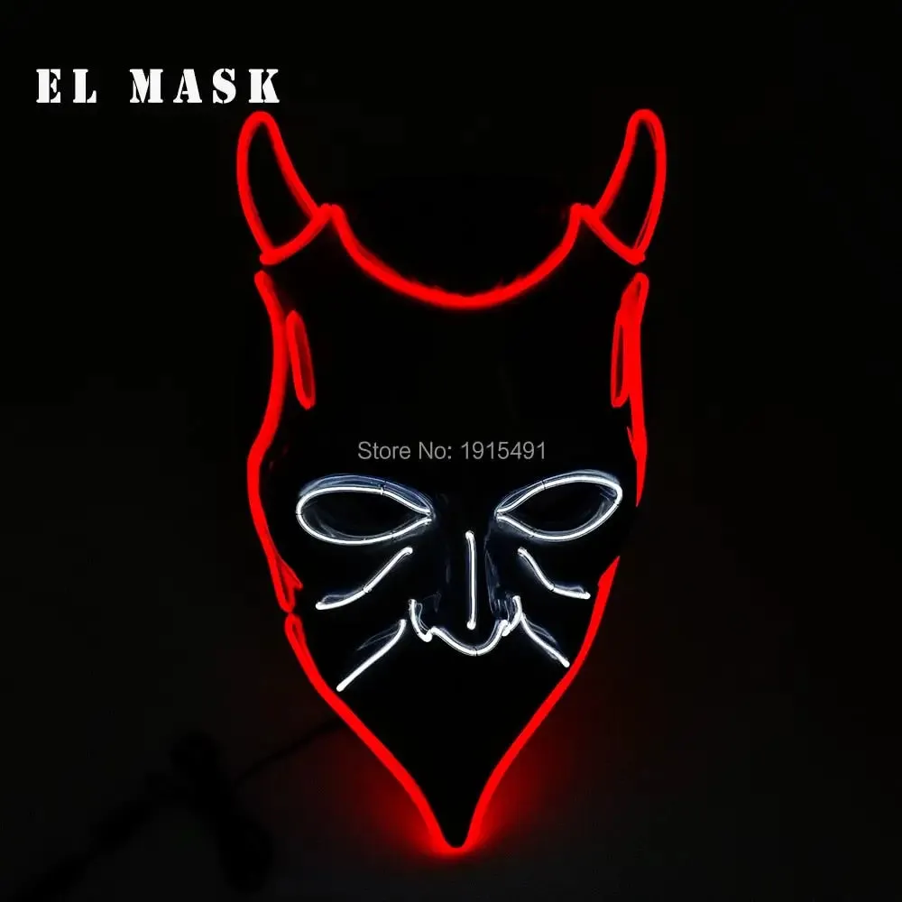 Fashion Carnival Neon Led Mask Halloween El Cold Mask Horror Face Mascara Deadpool Cosplay Mask for Night Club Festival