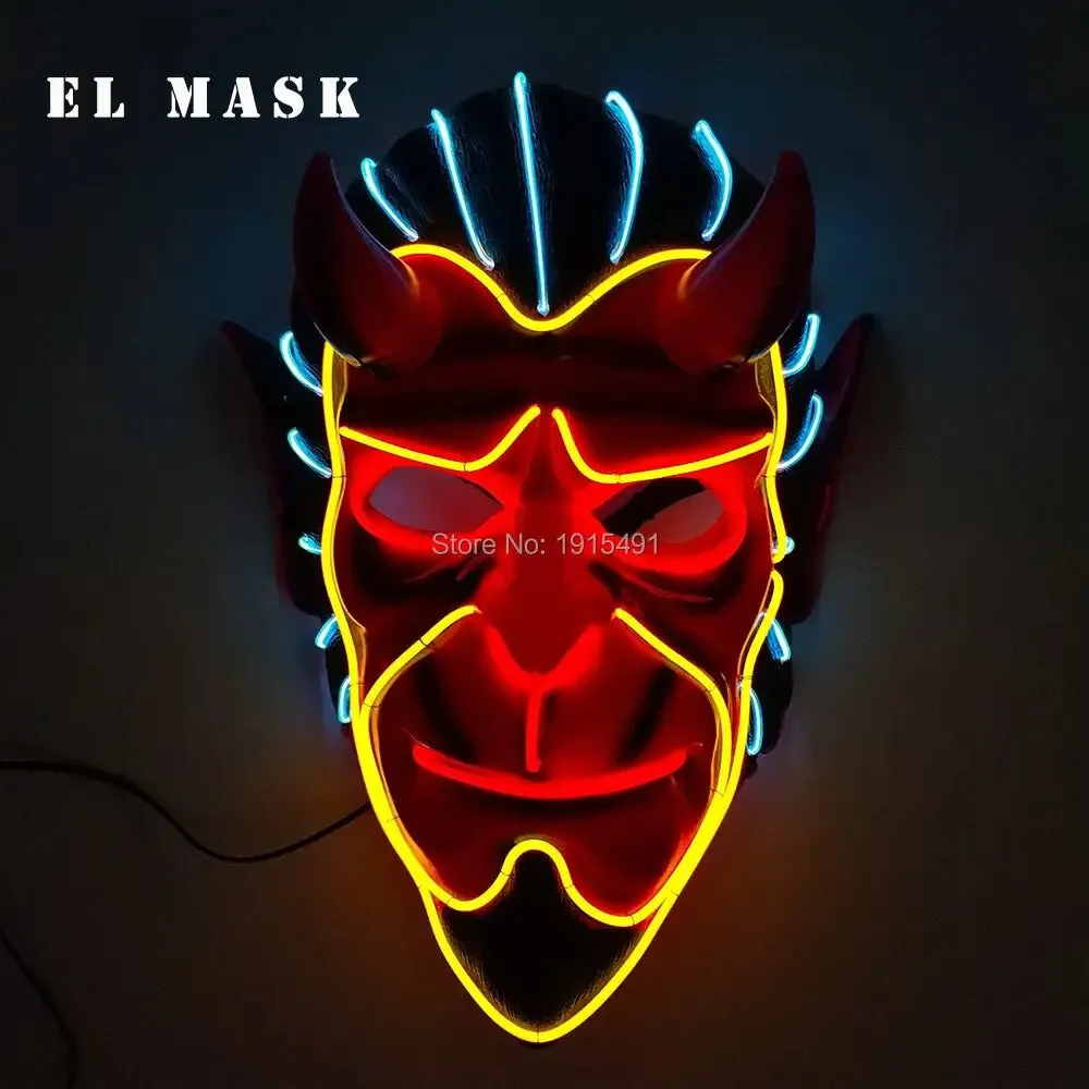 Fashion Carnival Neon Led Mask Halloween El Cold Mask Horror Face Mascara Deadpool Cosplay Mask for Night Club Festival