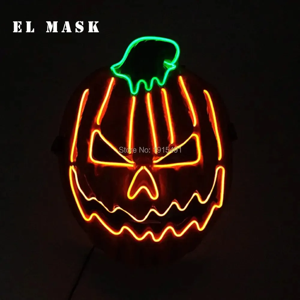 Fashion Carnival Neon Led Mask Halloween El Cold Mask Horror Face Mascara Deadpool Cosplay Mask for Night Club Festival