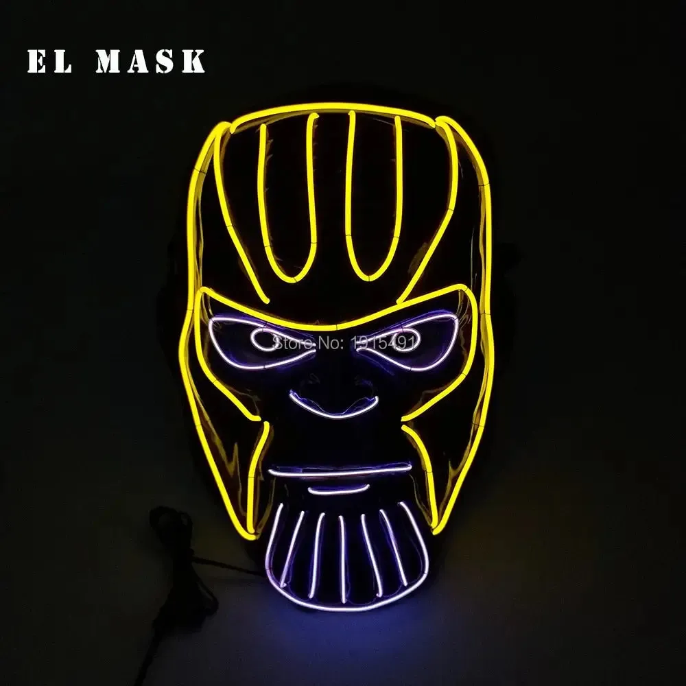 Fashion Carnival Neon Led Mask Halloween El Cold Mask Horror Face Mascara Deadpool Cosplay Mask for Night Club Festival