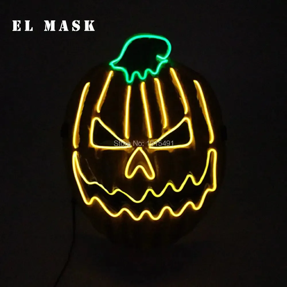 Fashion Carnival Neon Led Mask Halloween El Cold Mask Horror Face Mascara Deadpool Cosplay Mask for Night Club Festival