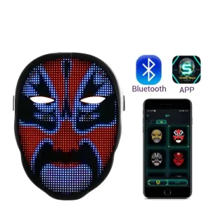 Fashion Led Luminous Face Changing Mask Diy Pattern Bluetooth Connection Wonderful Mask for Carnival Music Rave Dj Party