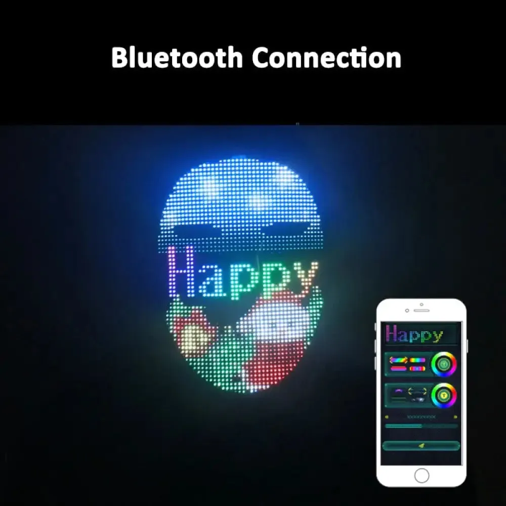 Fashion Led Luminous Face Changing Mask Diy Pattern Bluetooth Connection Wonderful Mask for Carnival Music Rave Dj Party
