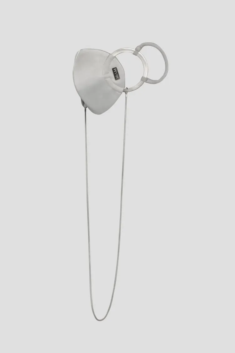 Grey silk mask with chain