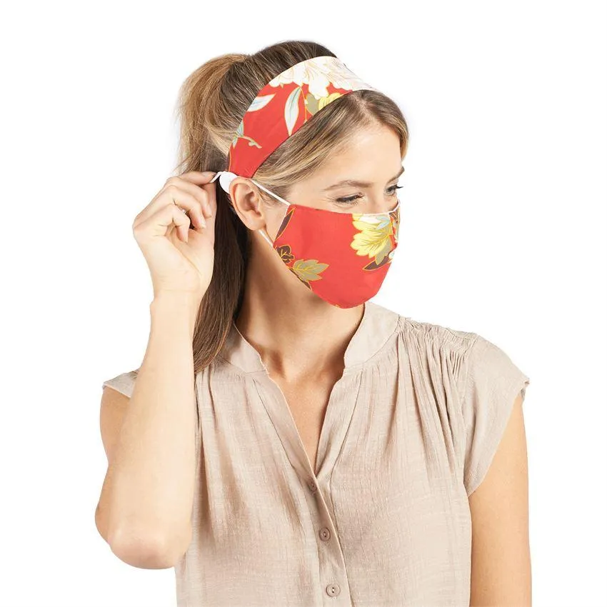 Headband   Mask Set - Black/White Daisy