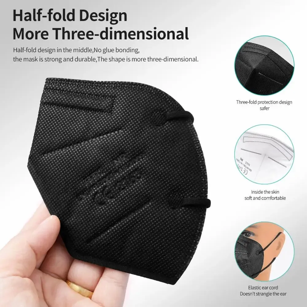 KN95 Face Masks Colors Security Protection Mask 5ply Mask PFF2 N95 Masciarelli FPP2 Homologada