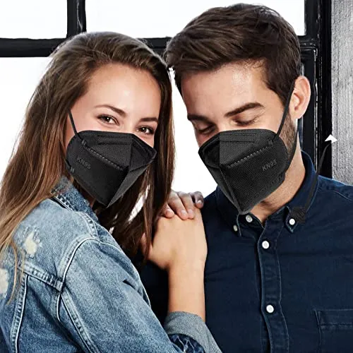 OKIAAS KN95 Face Mask,  5-Layer Black Masks , Face Protection Against PM2.5, Dust, Pollen and Haze, for Women, Men