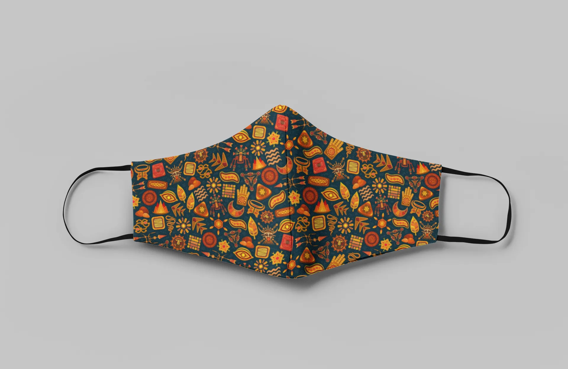 "Tribal Doodle Patterns"- Printed Tetra Shield Protection Mask