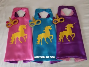 Unicorn Cape and Mask - Unicorn Cape and Mask Costume - Kids Superhero Cape - Unicorn Birthday Party