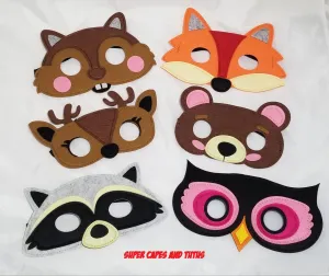 Woodland Forest Animal Felt Mask - Woodland Animal Birthday Party Favors - Woodland Animal Costume